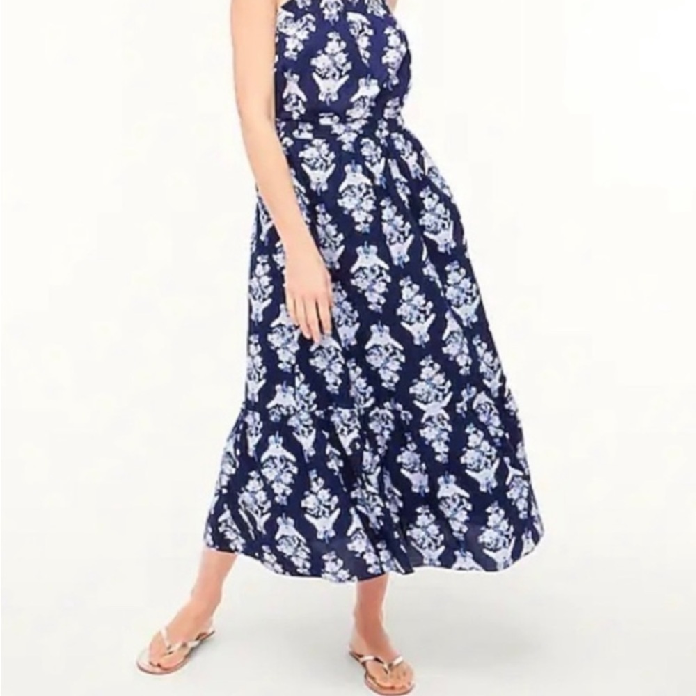 J. Crew Blue Floral Ruffle Midi Maxi Skirt NEW XS